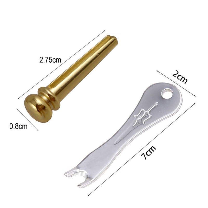 Amadget Guitar Bridge Pins 6pcs Brass Endpin for Guitar With Guitar Bridge Pin Puller - Image 3